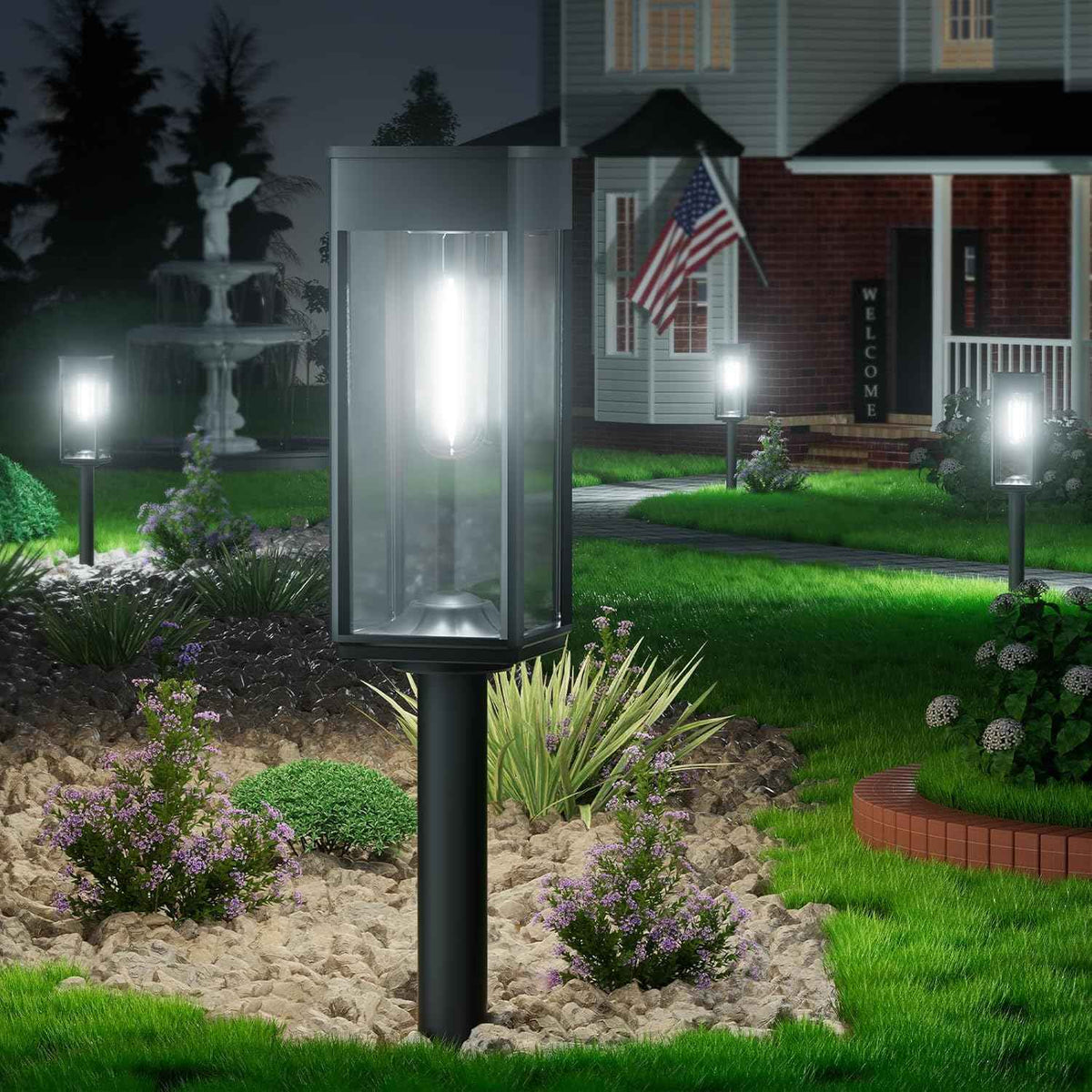 BITPOTT Bright Solar Lights Outdoor Waterproof IP65, 4 Pack Pathway Lights Solar Powerd, Auto On/Off Solar Outdoor Lights for Path, Yard, Landscape, Lawn, Patio, Walkway, Driveway, Garden Decor