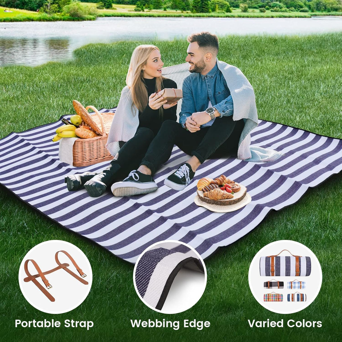 80-Inch Three-Layer Waterproof Picnic Blanket - Field & Nook