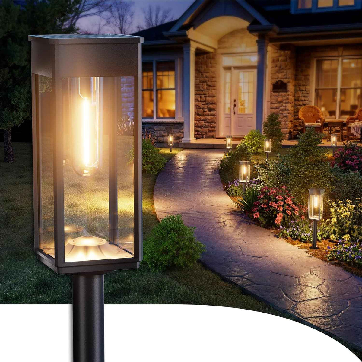 ALFIOT Solar Pathway Lights Outdoor, 4 Pack Bright Solar Lights Outdoor, IP65 Waterproof Solar Garden Lights Solar Powered Landscape Lighting for Yard Patio Walkway Driveway Pathway (Warm White)