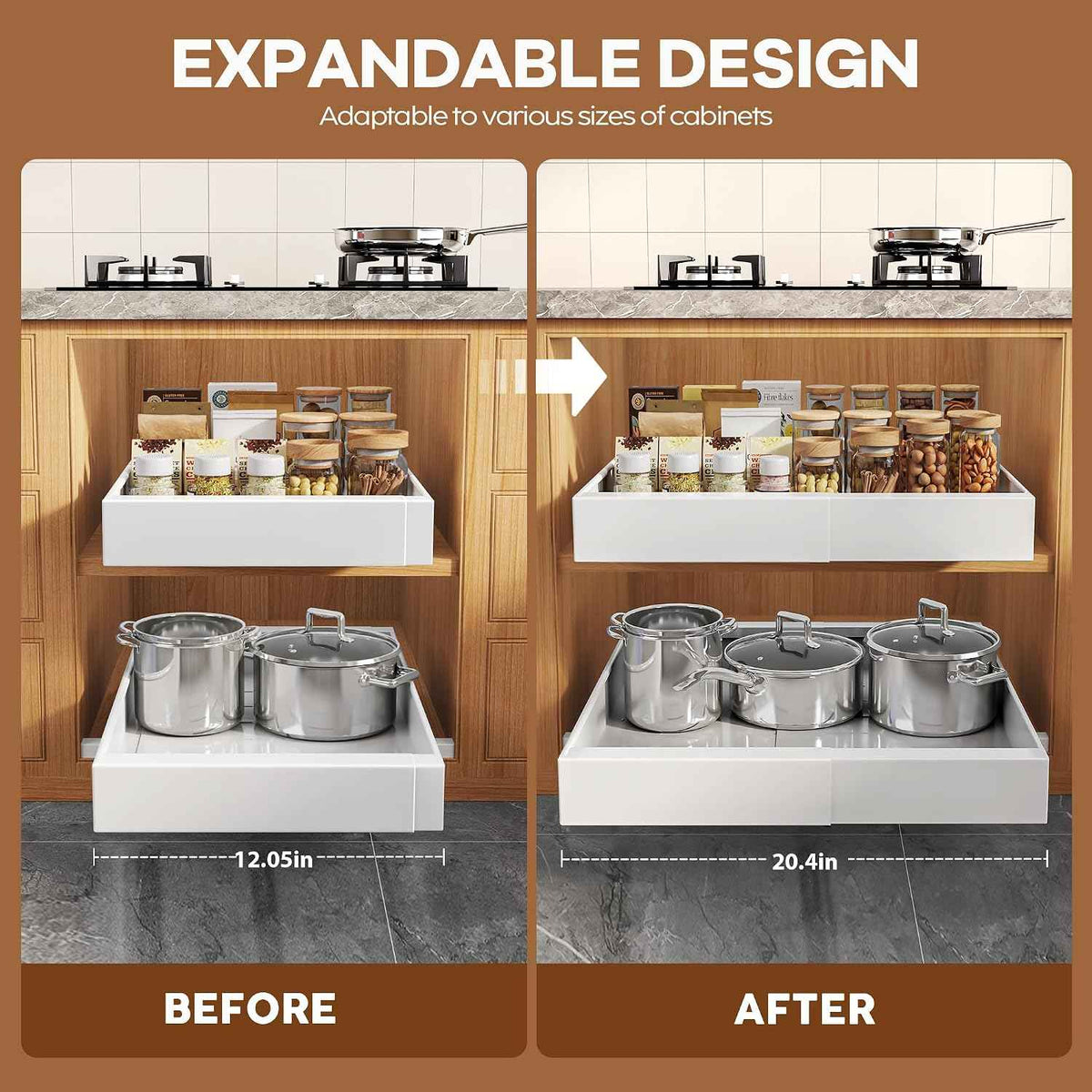 Seinloes 2 Pack Pull Out Cabinet Organizer, 21" Deep