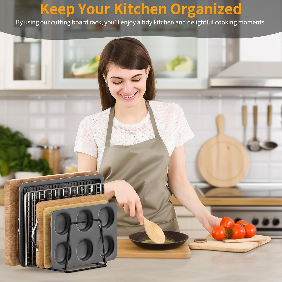 Cutting Board Organizer Rack, 5-Slot, Large