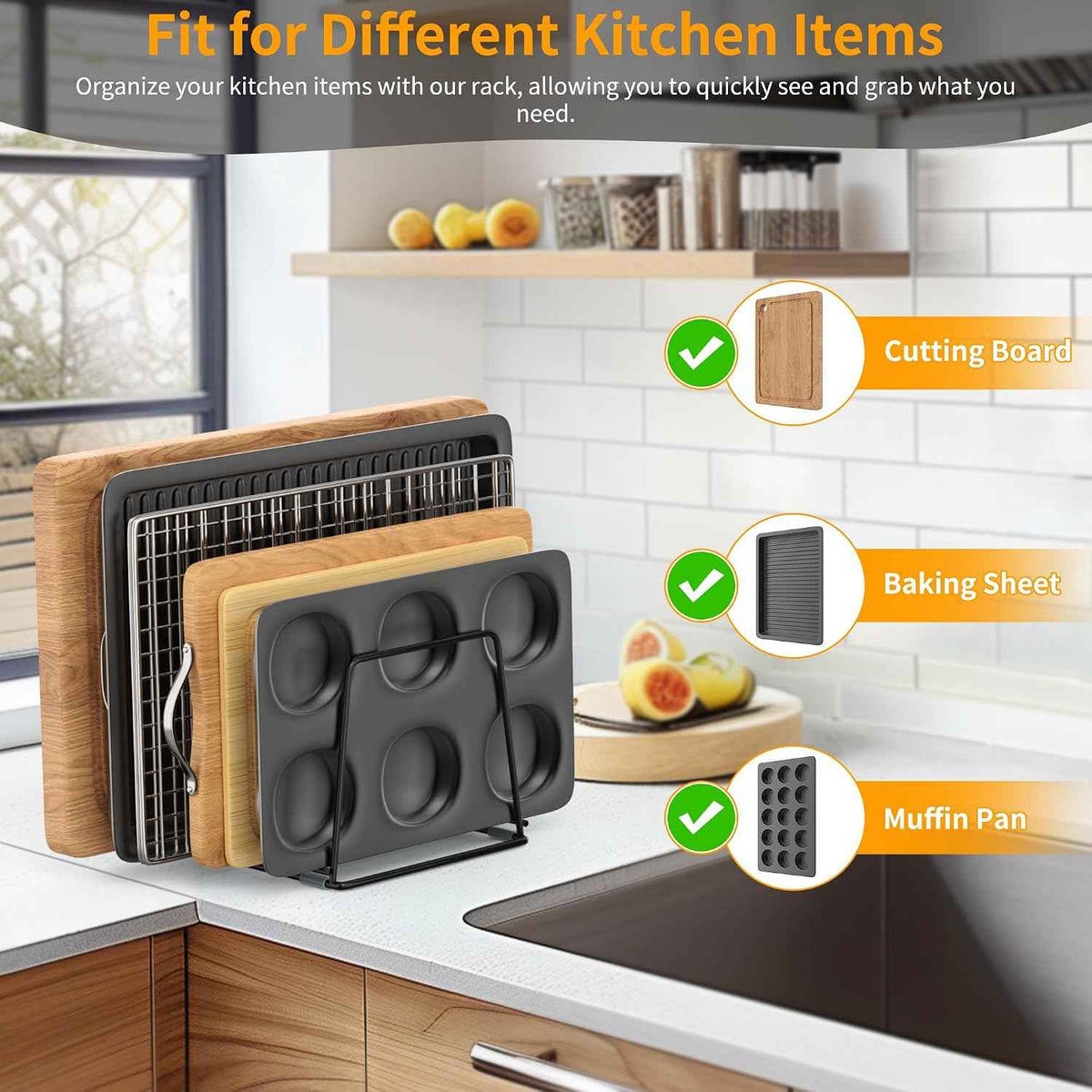 Cutting Board Organizer Rack, 5-Slot, Large