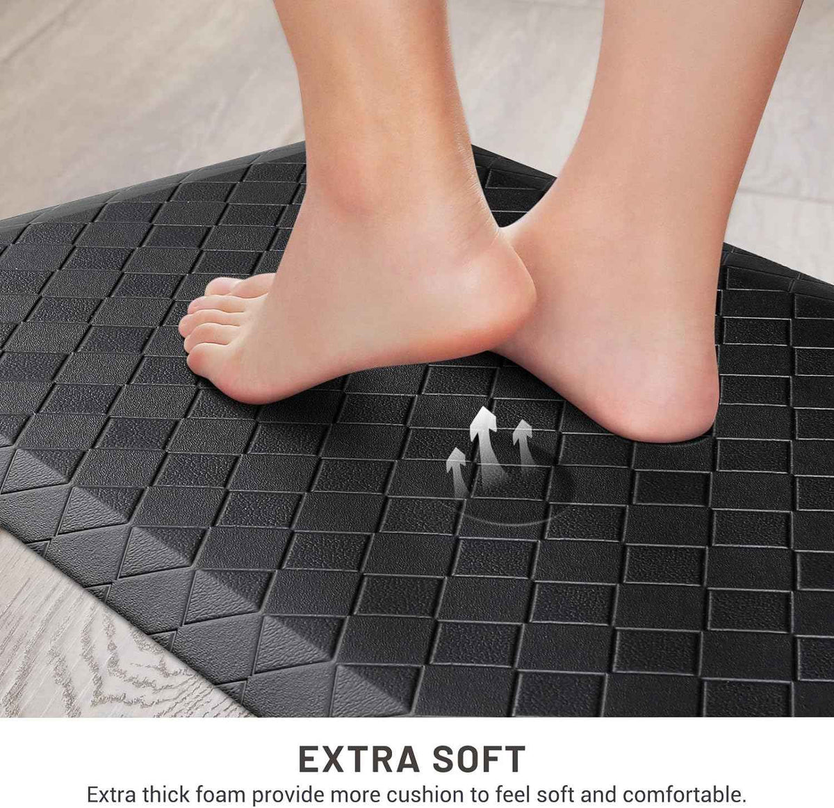 HappyTrends Kitchen Mats for Floor Cushioned Anti-Fatigue Kitchen Rugs | Thick,Soft and Waterproof Non-Slip Mats and Rugs Heavy Duty Ergonomic Comfort Rug for Floor,Office,Sink,Laundry