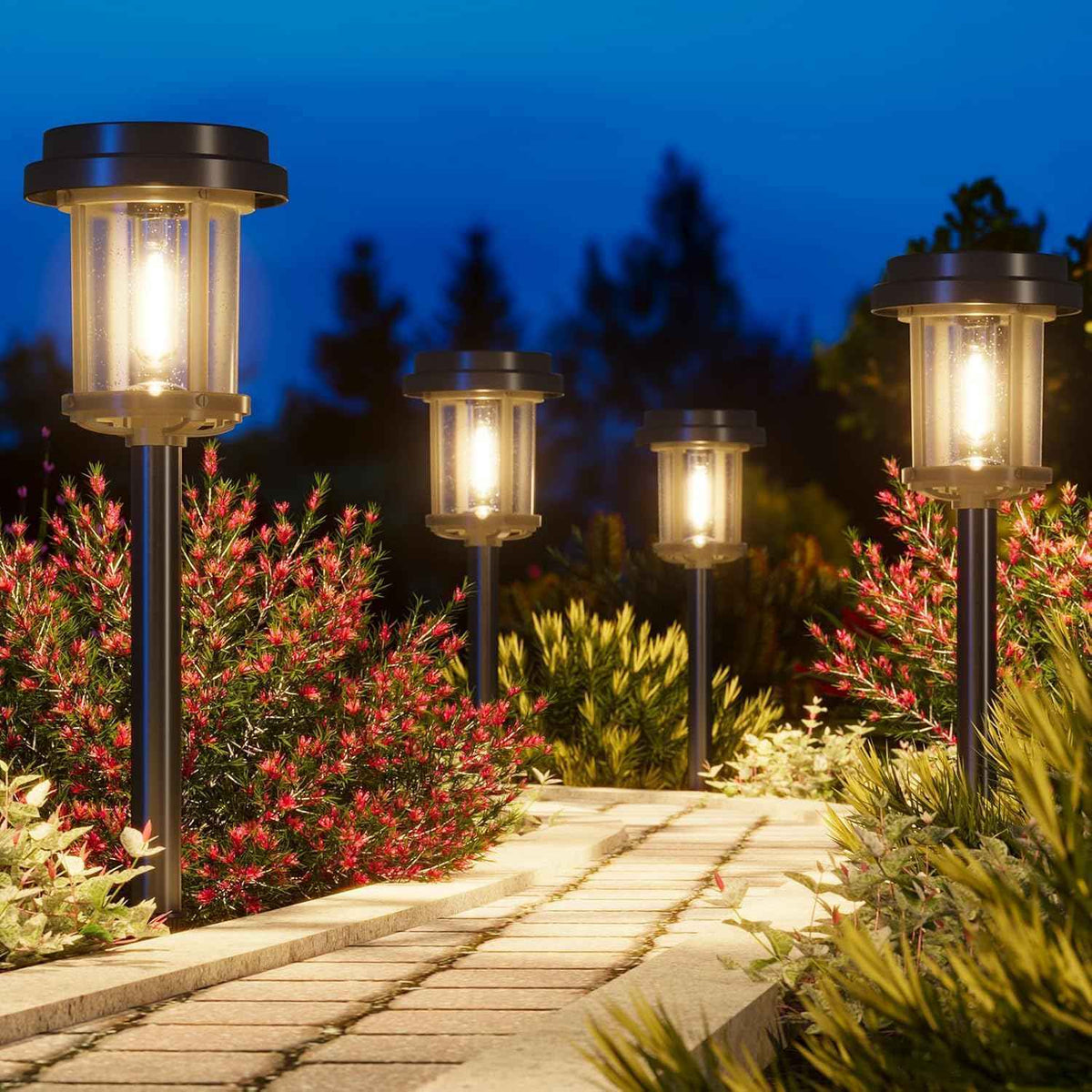 XMCOSY+ Solar Pathway Lights, 20 LM Bright Solar Lights Outdoor Waterproof IP65, Metal Outdoor Light for Outside Garden Path Yard Walkway Driveway (‎Black & Grey)