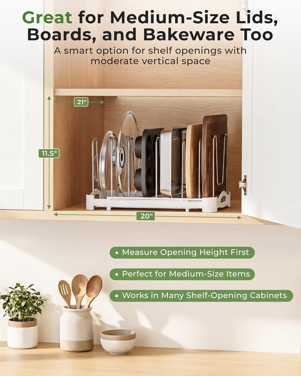 EVERIE Adjustable Cabinet Organizer, 12.6" to 21.5" Wide