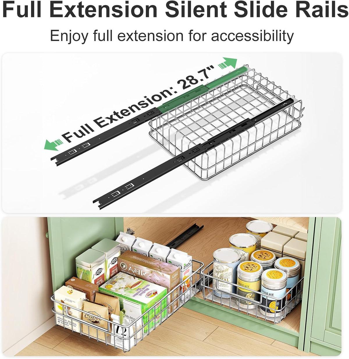 Stainless Steel 2-Pack Pull Out Cabinet Organizers