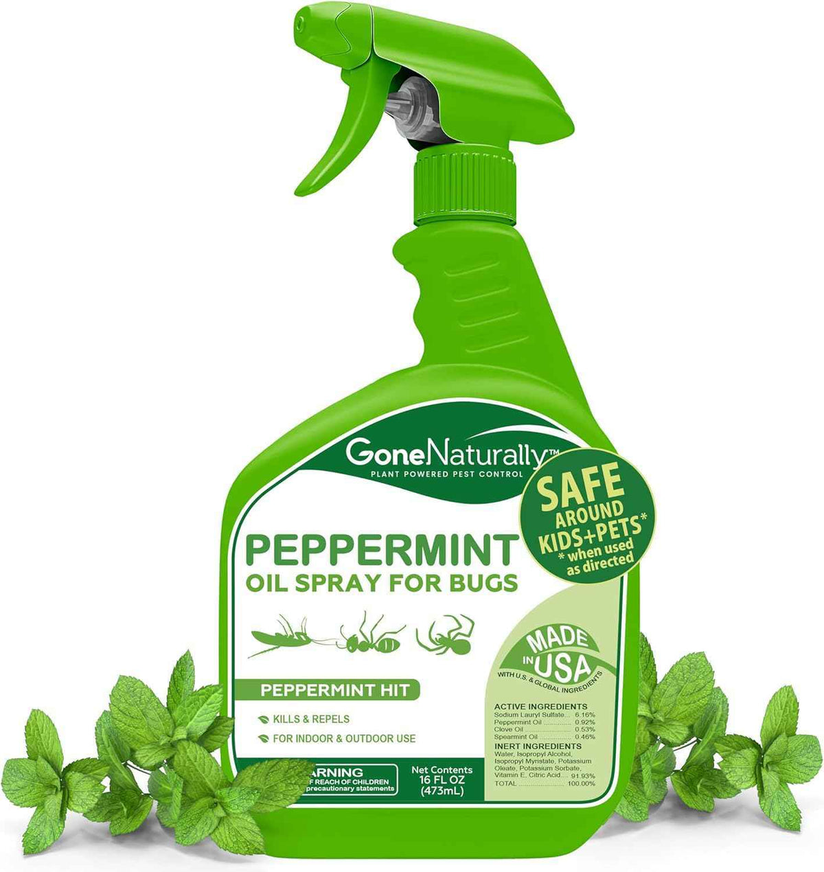 Peppermint Oil Spray for Bugs– Extra Strong Insect Repellent & Bug Spray for Home– Kills & Repels Ants, Roaches, Spiders & More– Safe Around Kids & Pets– Indoor & Outdoor Use (16oz)