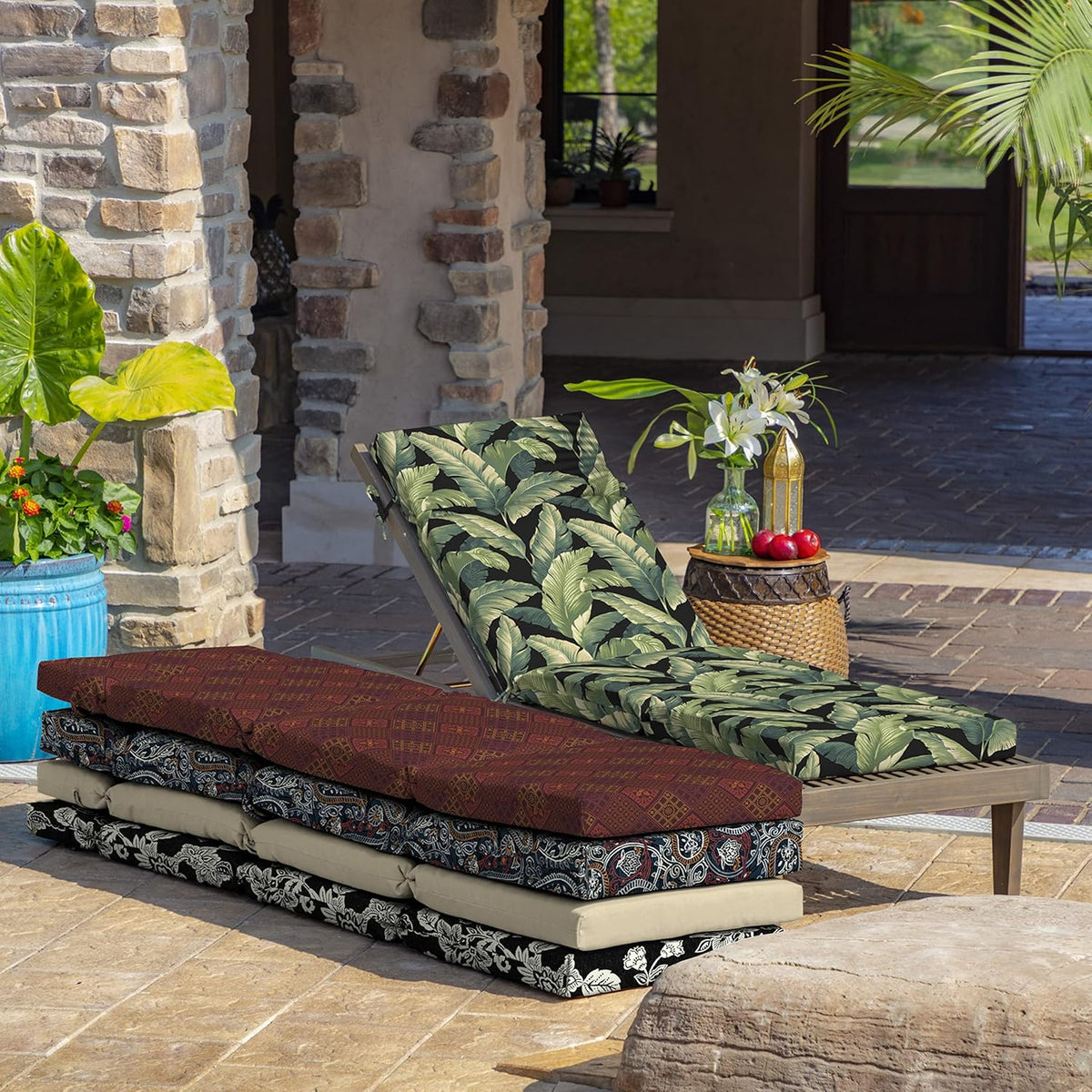 Outdoor Chaise Cushion, 21 in x 72 in, Weather-Proof, Rain-Proof, Fade Resistant Patio Cushion for Chaise Lounger Onyx Cebu