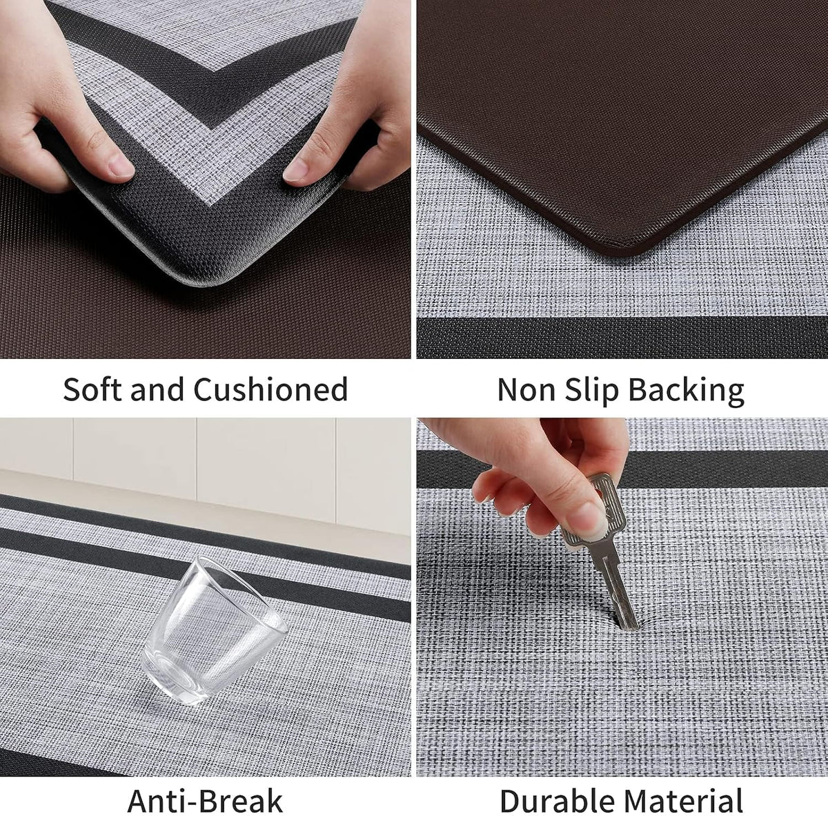 Mattitude Kitchen Mats Set of 2,Cushioned Anti-Fatigue Non-Skid Rug Sets | Ergonomic Comfort PVC Kitchen Mats for Floor,Standing Mat for Kitchen,Floor,Office,Sink,Laundry, Black Frame