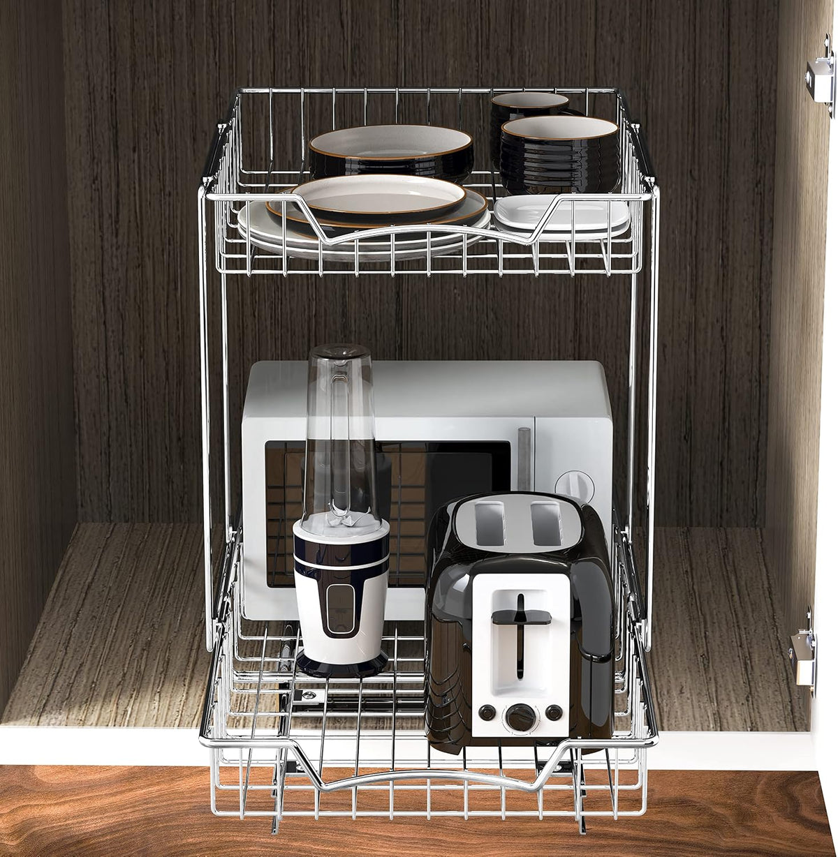 Simple Houseware 2-Tier Pull Out Cabinet Shelf, Chrome