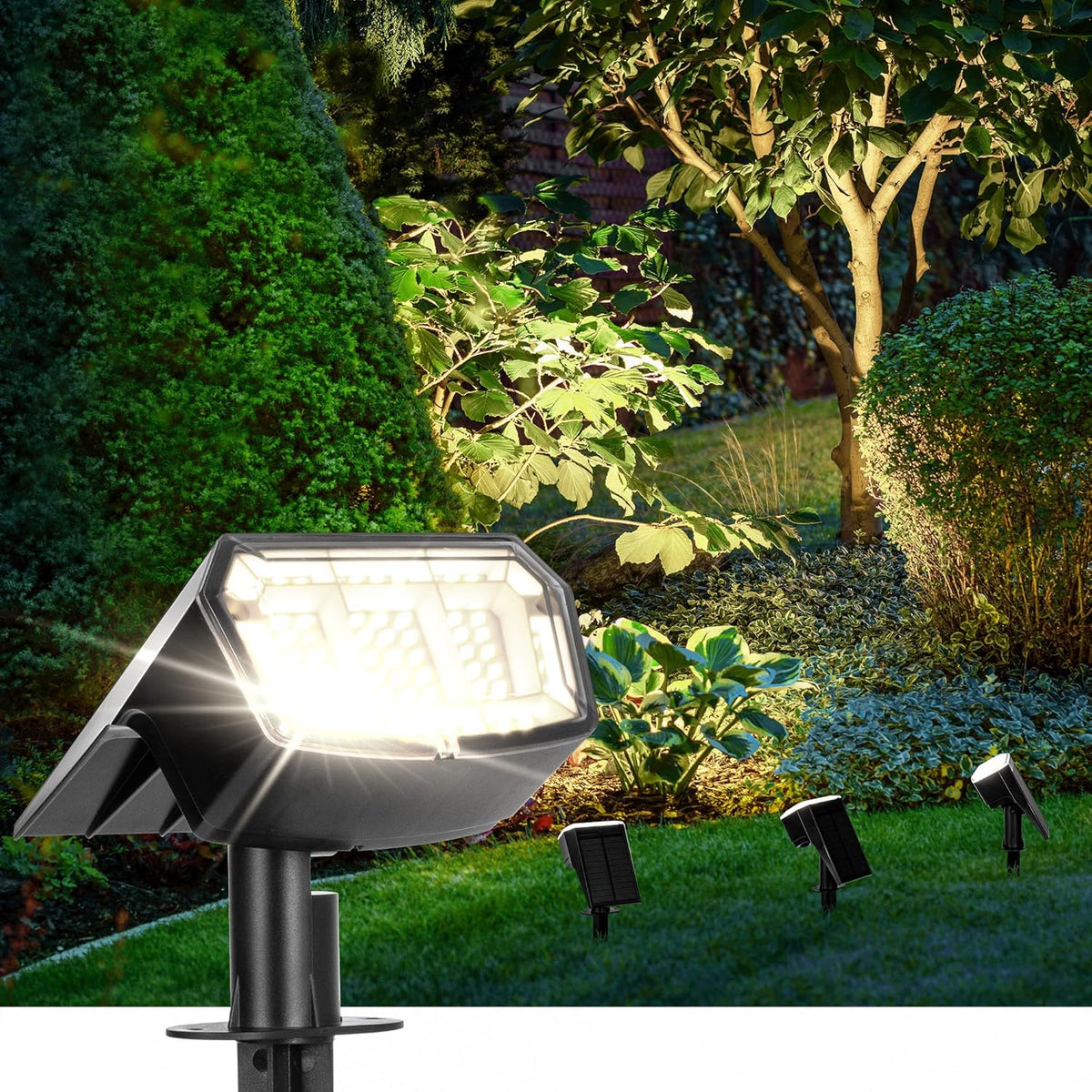 Solar Spot Lights Outdoor 63 LED 3 Lighting,Waterproof IP65 Modes Spotlights for Outside House Yard Garden Landscape Lights 1 Pack (Natural Light)