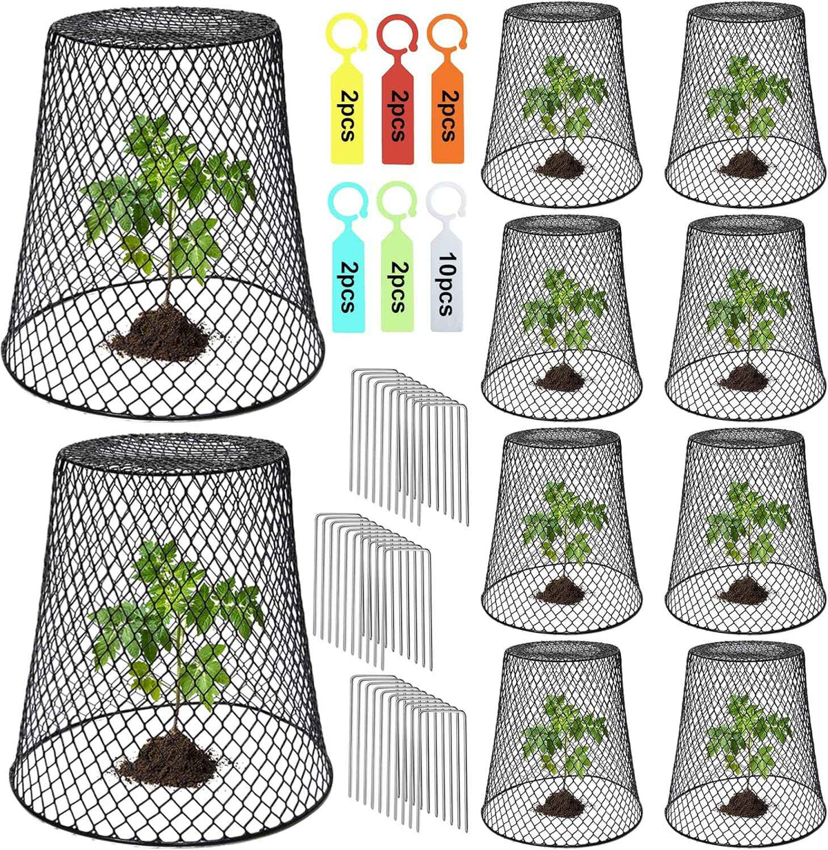 10 Pcs 9.13"×9.13" Chicken Wire Cloche Plant Covers Garden Netting Metal Heavy Duty Plant Protectors from Animals for Keeping Bunnies Chicken Squirrels Birds Other Out