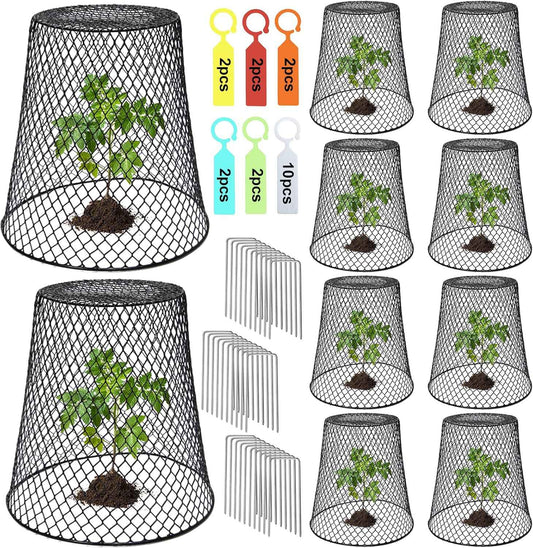 10 Pcs 9.13"×9.13" Chicken Wire Cloche Plant Covers Garden Netting Metal Heavy Duty Plant Protectors from Animals for Keeping Bunnies Chicken Squirrels Birds Other Out