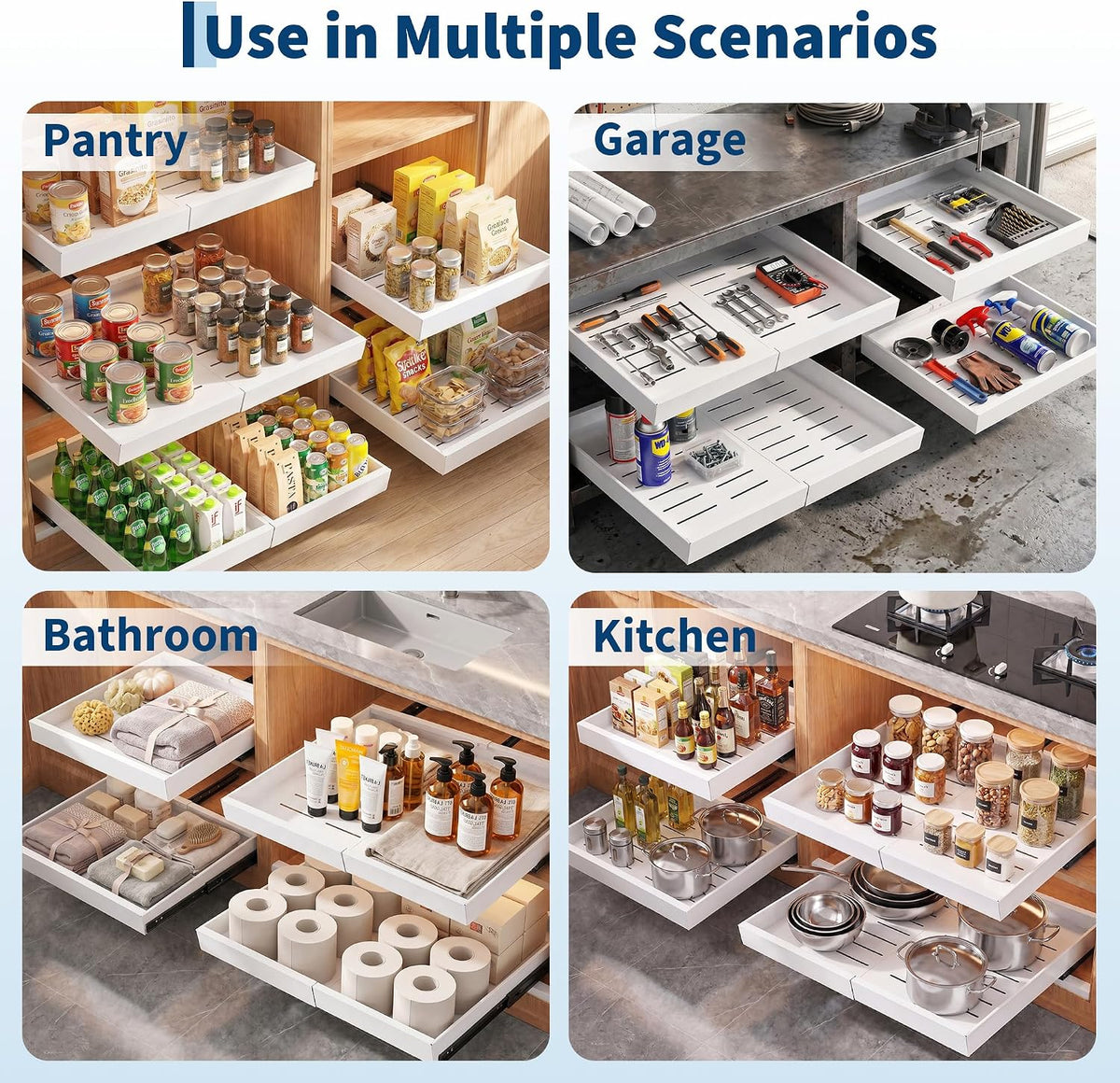 Garvee 2 Pack Pull Out Cabinet Organizers, Expandable 16.93"-27.95"