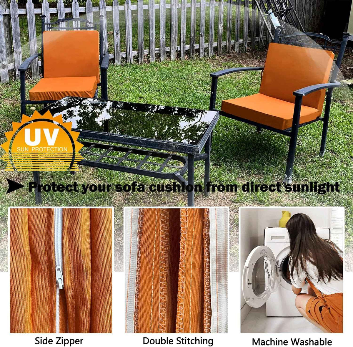 Sqodok Patio Cushion Cover 21x19 inch, 4Pack Sofa Cushion Cover Replacement | Waterproof Outdoor Cushion Cover Replacement, Outdoor Seat Cushion Slip Cover for Wicker Chair