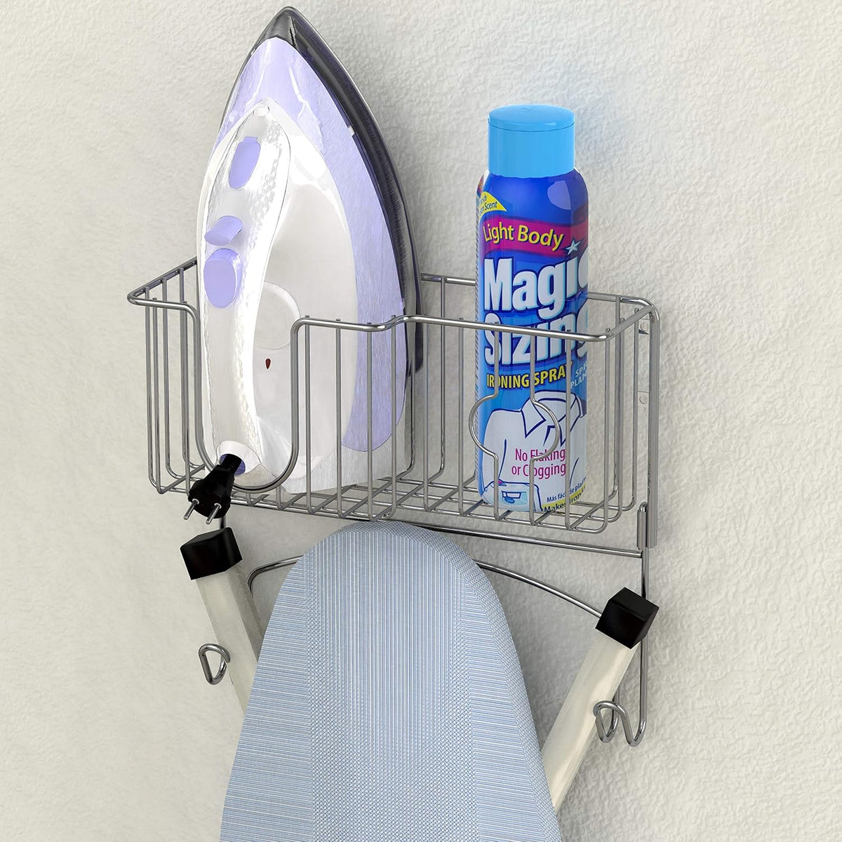 Chrome Over-Door and Wall-Mount Ironing Board Holder - Field & Nook