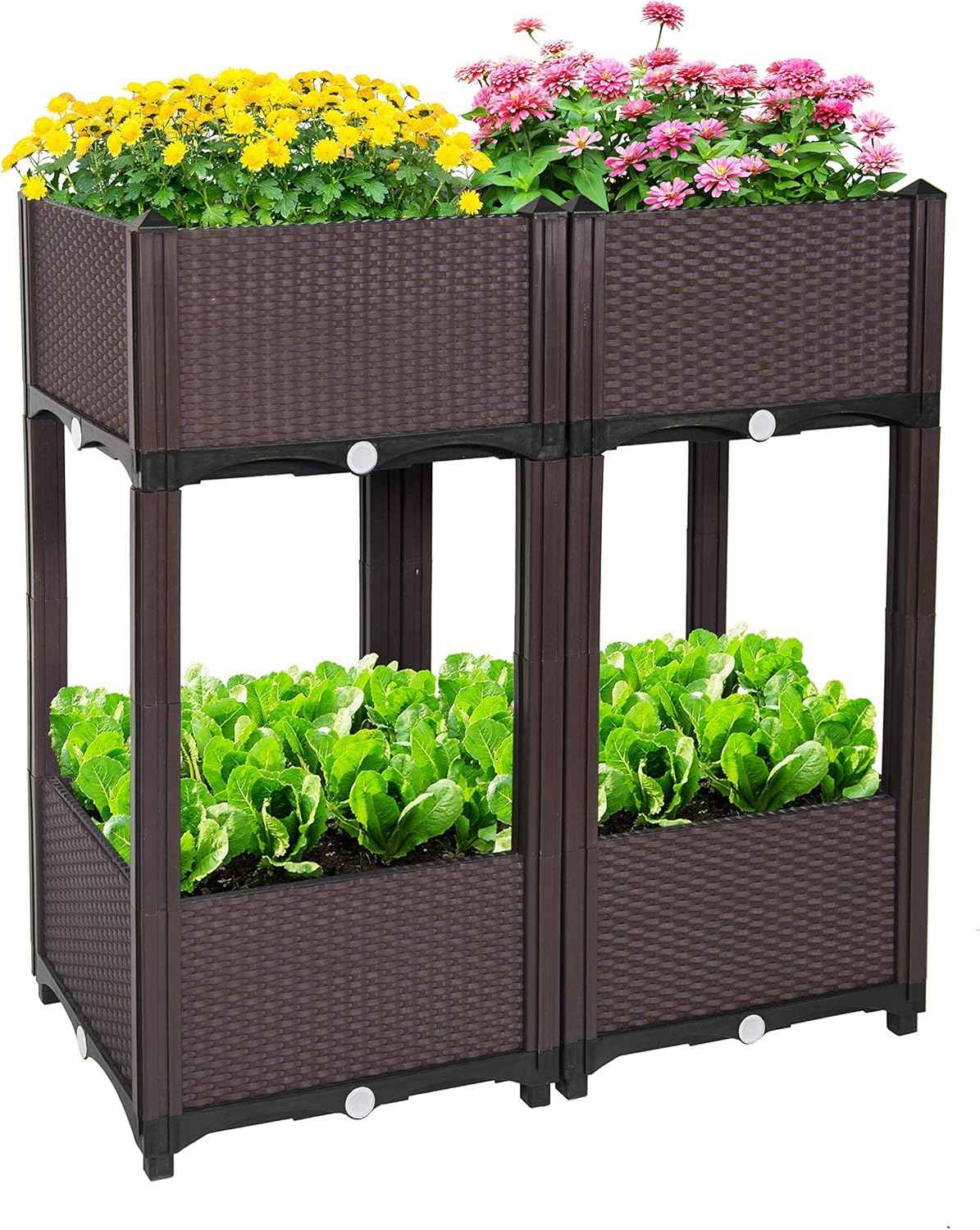 D'vine Dev Raised Beds - Elevated Garden Box with Drainage Plug, Standing Planter Beds for Vegetable/Flower/Herb Gardening Kit, RGB-4