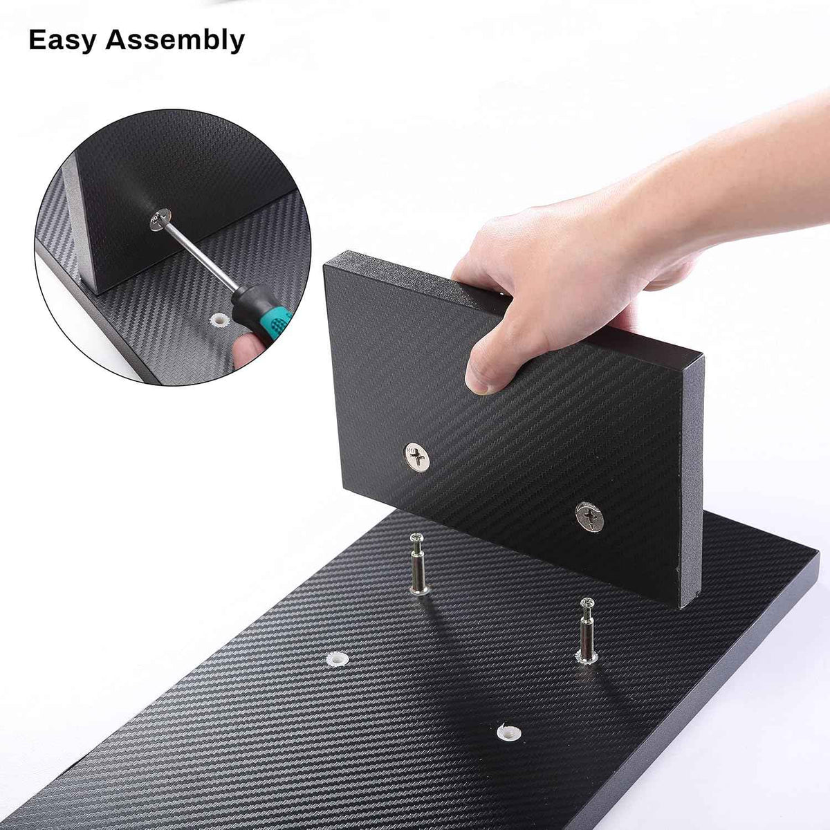 EUREKA ERGONOMIC Dual Monitor Stand Adjustable Carbon Fiber | dual monitor riser with carbon fiber surface and desktop organizer design, ideal for PC, computer, and laptop setups