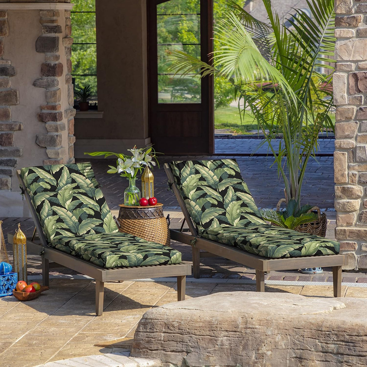 Outdoor Chaise Cushion, 21 in x 72 in, Weather-Proof, Rain-Proof, Fade Resistant Patio Cushion for Chaise Lounger Onyx Cebu