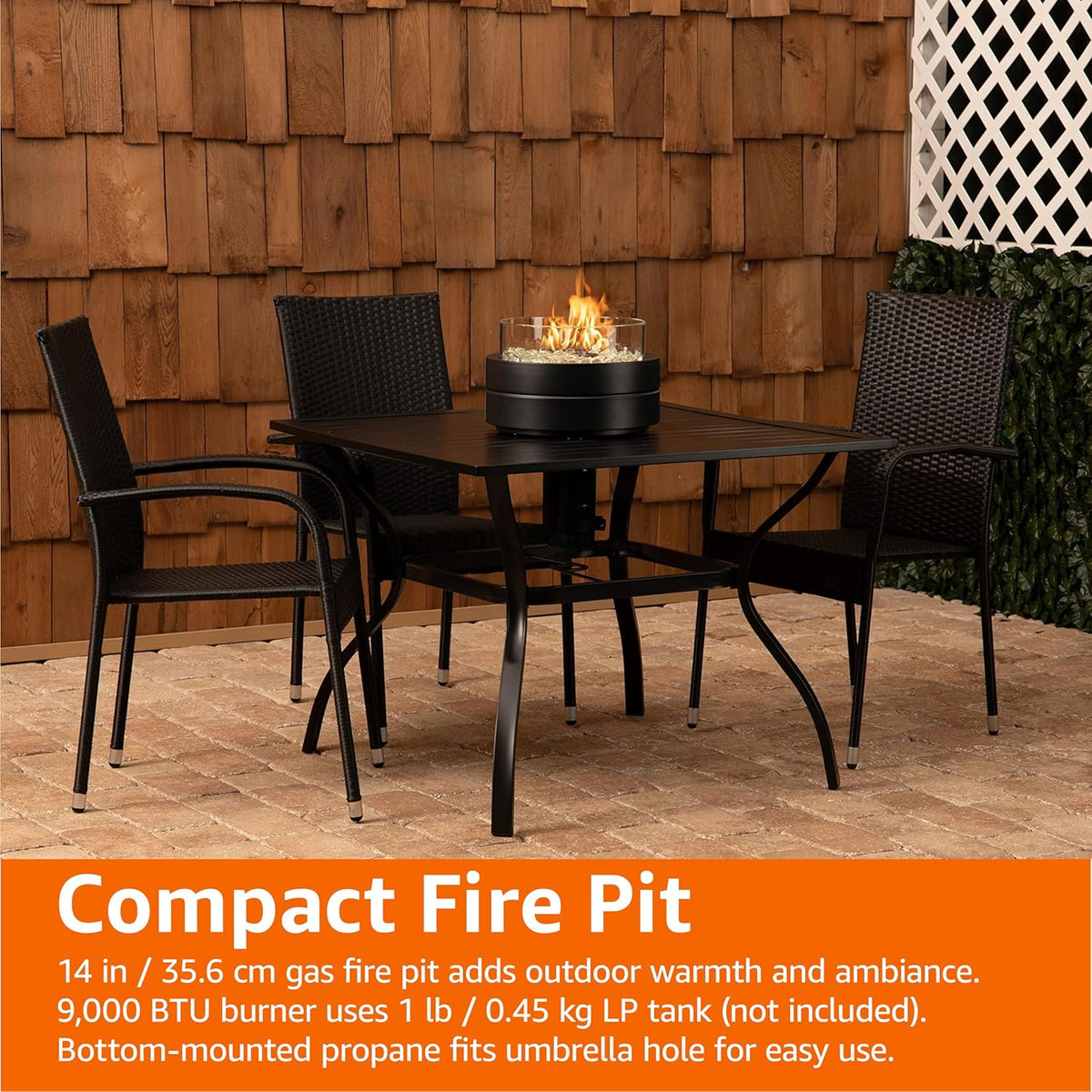 Round Propane Tabletop Fire Pit – 14 in, 9,000 BTU