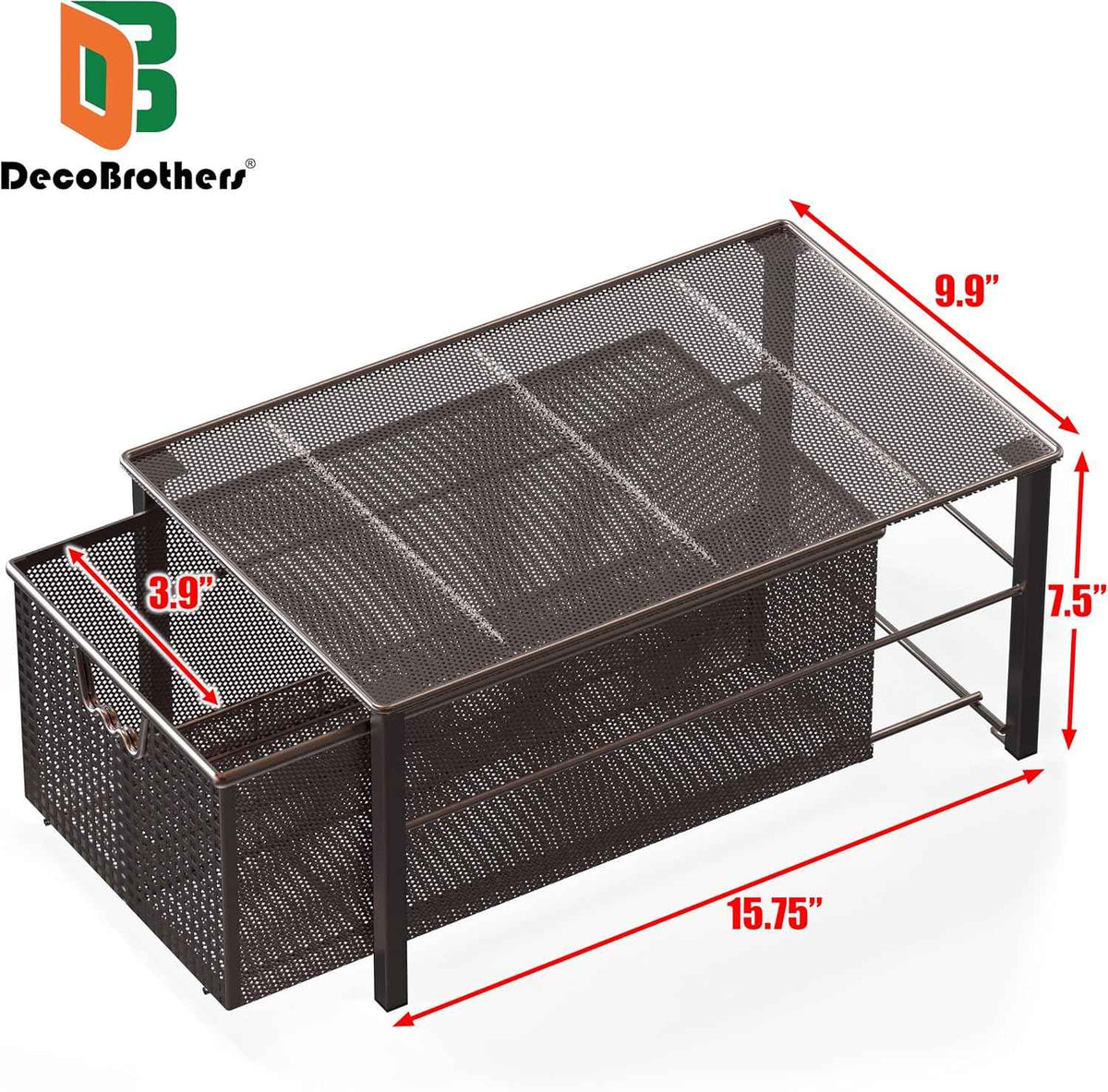 Deco Brothers Stackable Pull-Out Cabinet Basket, Bronze