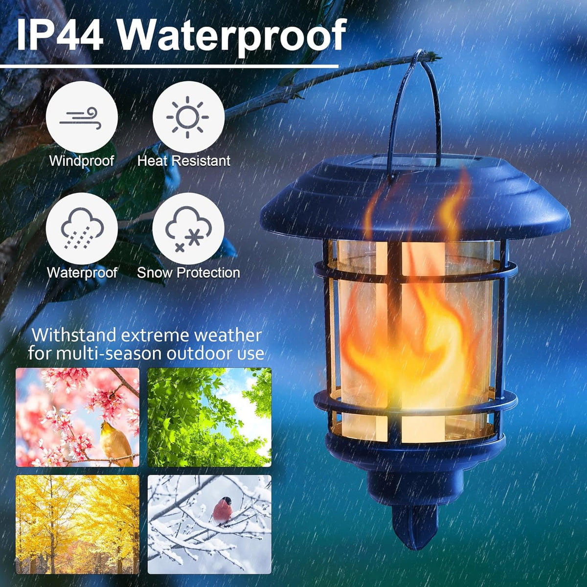 Solar Flickering-Flame Wall Lanterns – Four-Piece Outdoor Set