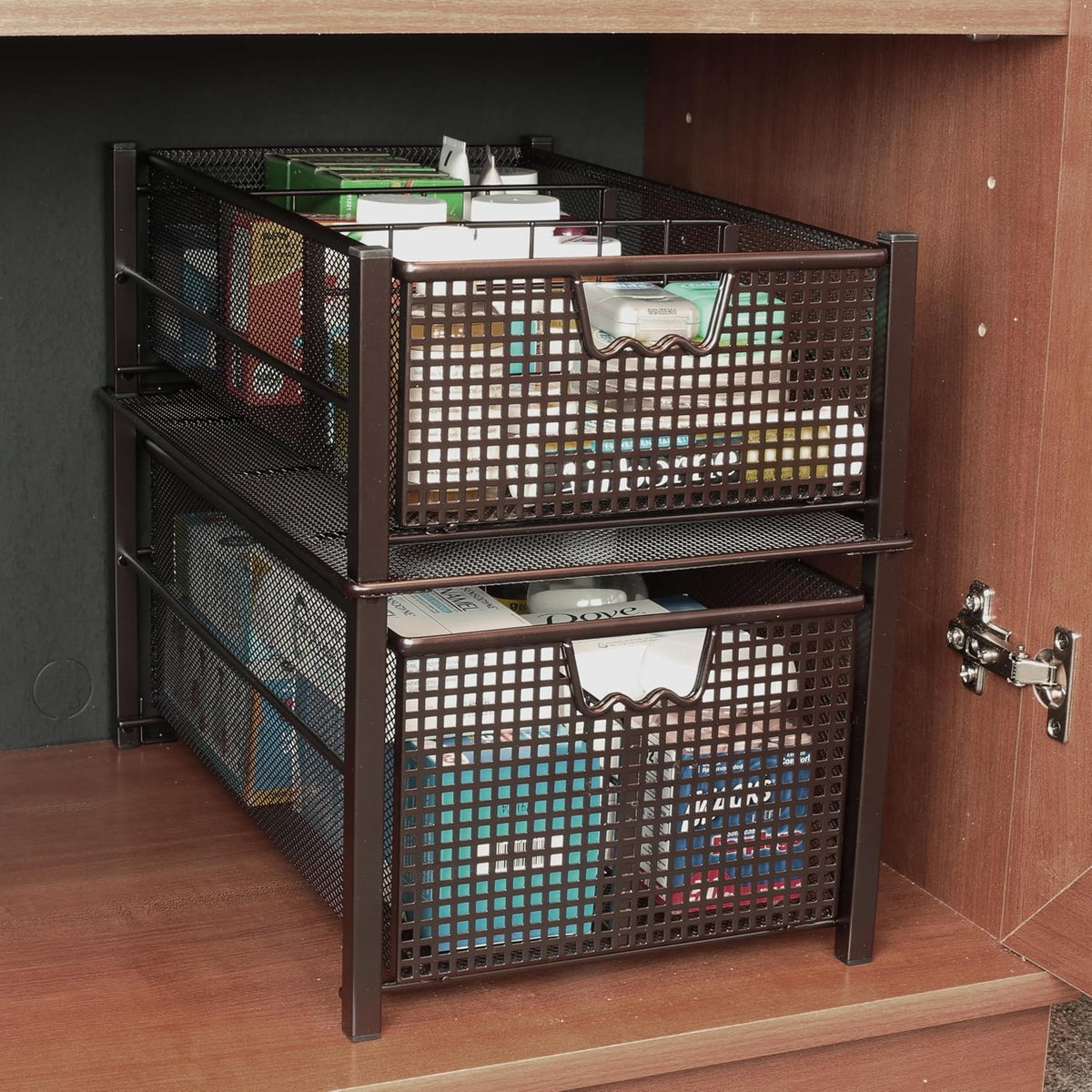 Deco Brothers Stackable Pull-Out Cabinet Basket, Bronze
