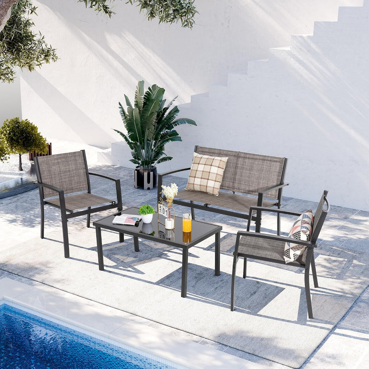 Shintenchi 4 Pieces Patio Furniture Set All Weather Textile Fabric