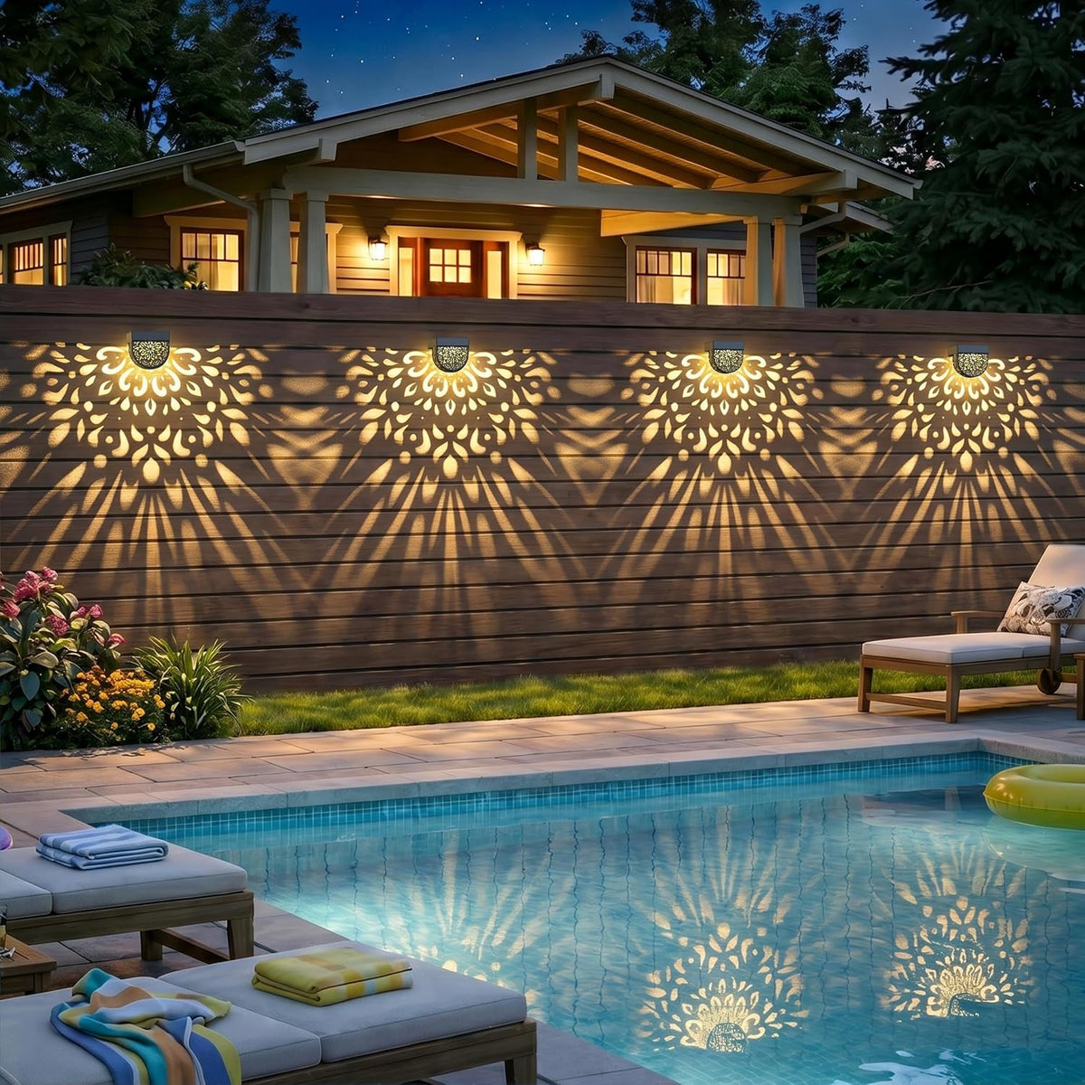 Solar Fence Lights 6 Pack Solar Deck Step Wall Lights Outdoor Waterproof LED Decorations Warm Yellow Light Decorative Lighting for Garden, Front Door, Backyard (Black 1)