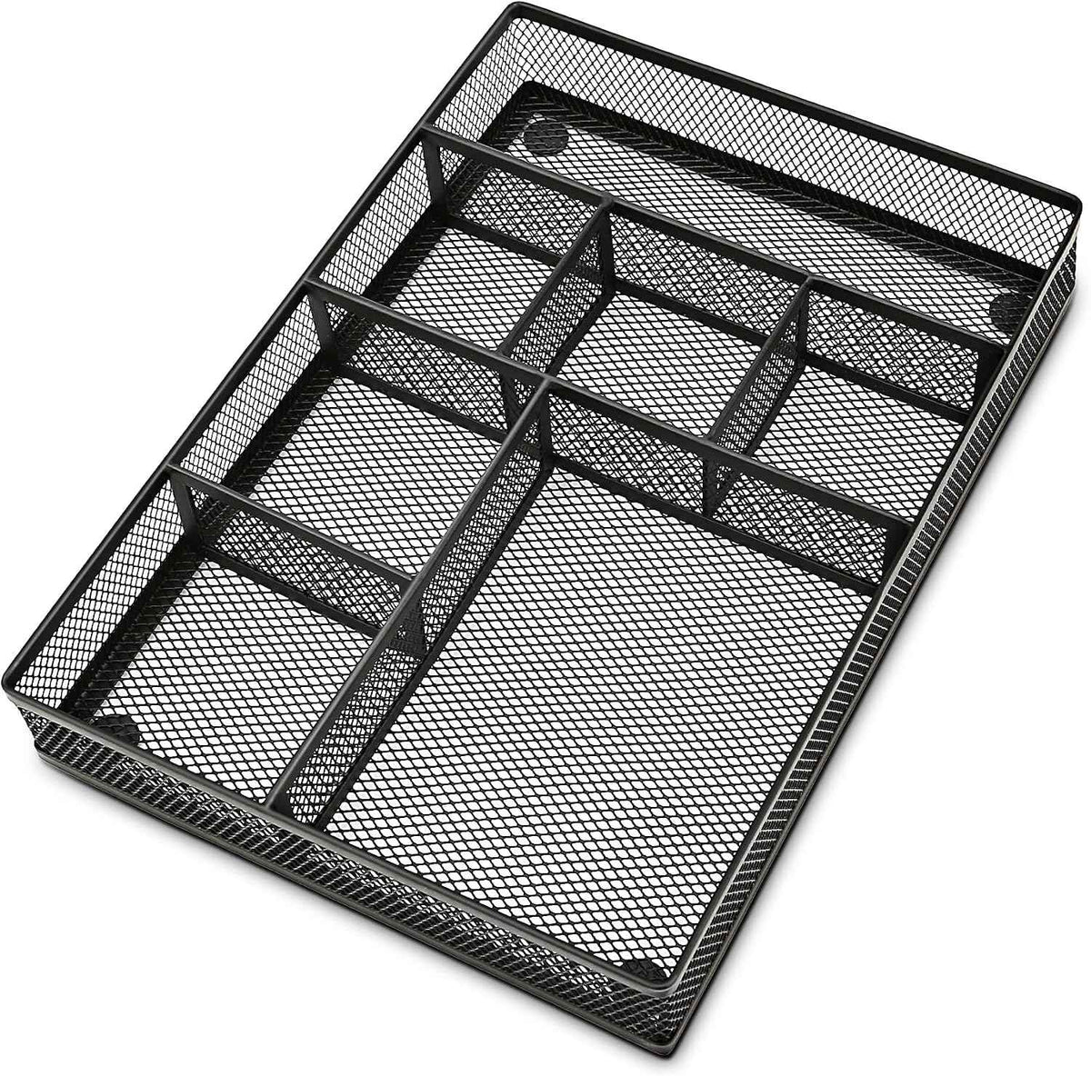 shenee Desk Drawer Organizer Tray,Drawer Organizer for Office and Home,Desk Organizer with Drawers,7 Compartments,Non-Slip Desk Organizers (Black, 12.3" L x 8.3" W x 1.8" H)