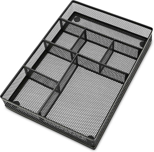 shenee Desk Drawer Organizer Tray,Drawer Organizer for Office and Home,Desk Organizer with Drawers,7 Compartments,Non-Slip Desk Organizers (Black, 12.3" L x 8.3" W x 1.8" H)