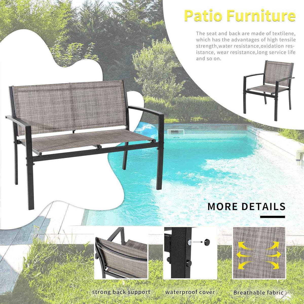 Shintenchi 4 Pieces Patio Furniture Set All Weather Textile Fabric