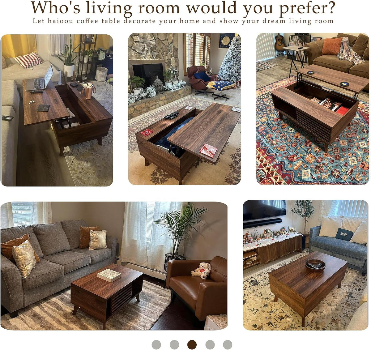 HAIOOU 35.4" Lift Top Coffee Table, Walnut