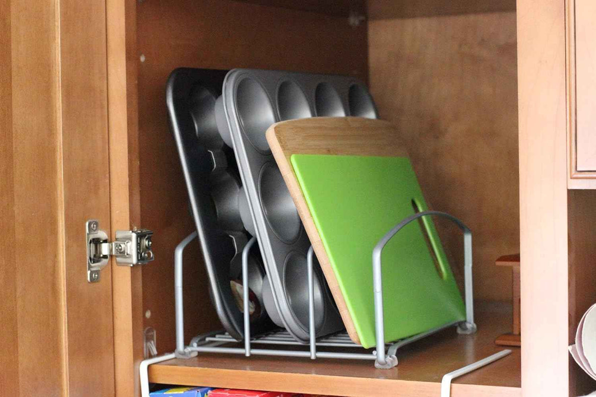 Deco Brothers Cookware Organizer Rack, 3 Slot, Silver
