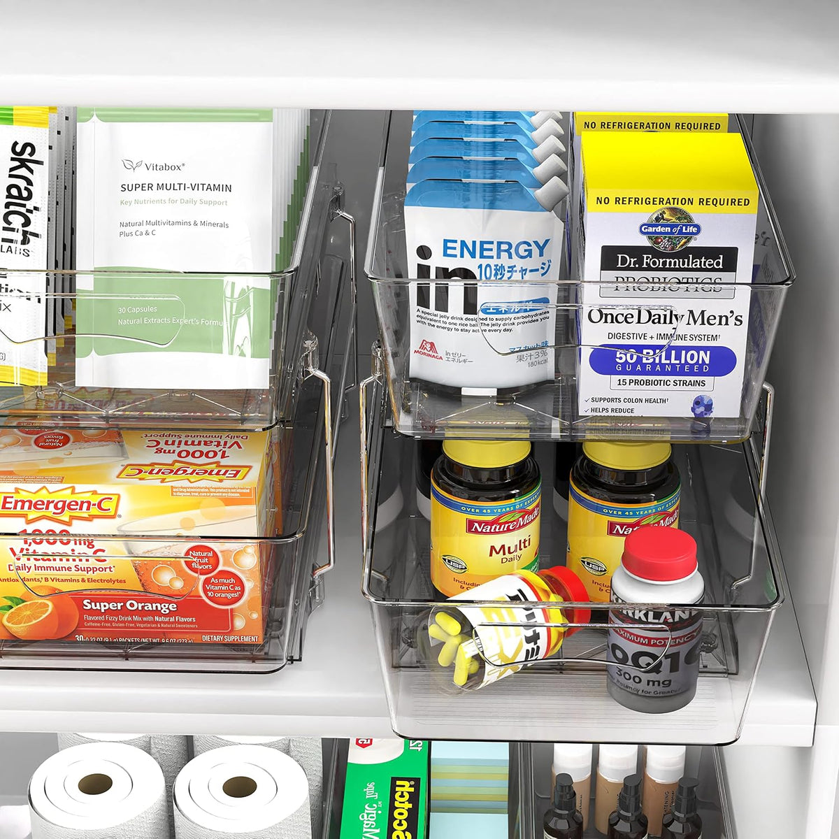 Simple Houseware 2-Tier Pull-Out Cabinet Organizer, Clear