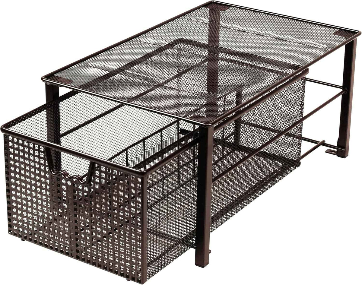 Deco Brothers Stackable Pull-Out Cabinet Basket, Bronze