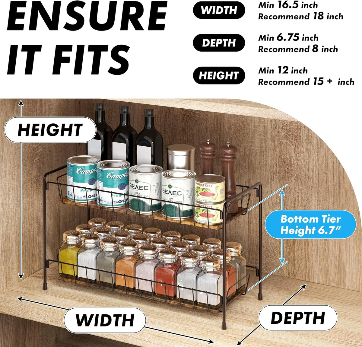 2-Tier Countertop Spice Rack Organizer - Field & Nook