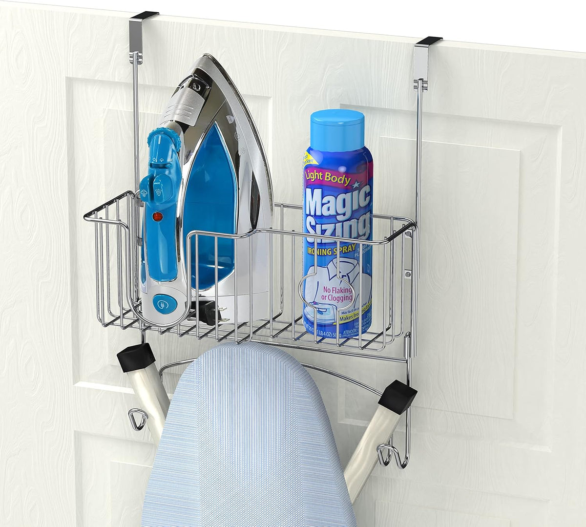 Chrome Over-Door and Wall-Mount Ironing Board Holder - Field & Nook
