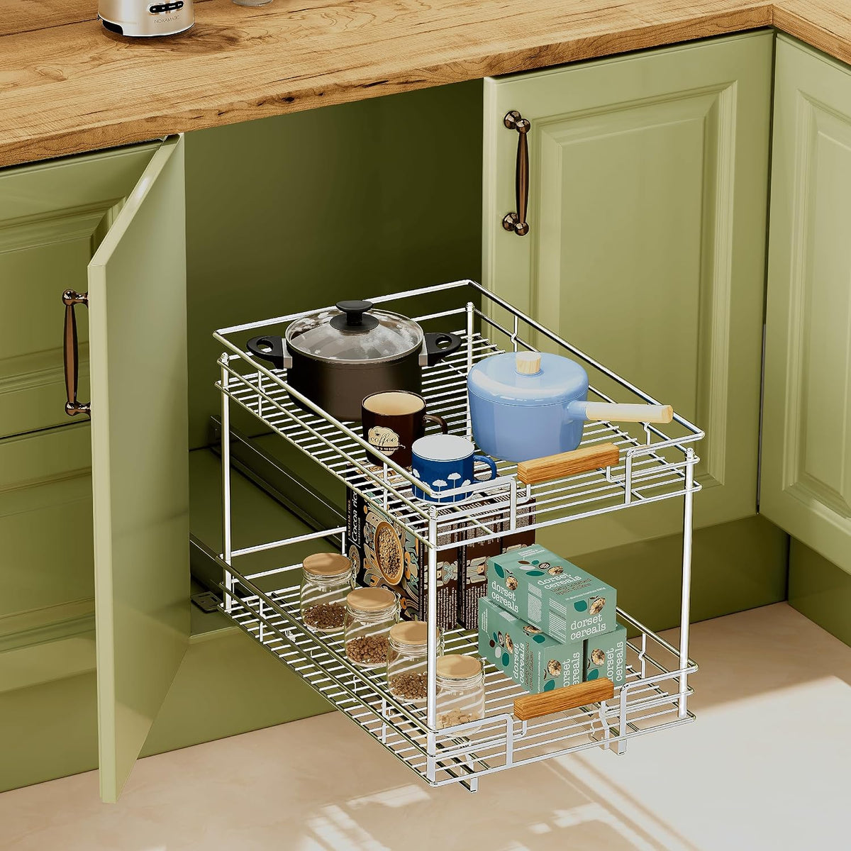 Mount Walker Pull Out Cabinet Organizer, 14" W x 21" D
