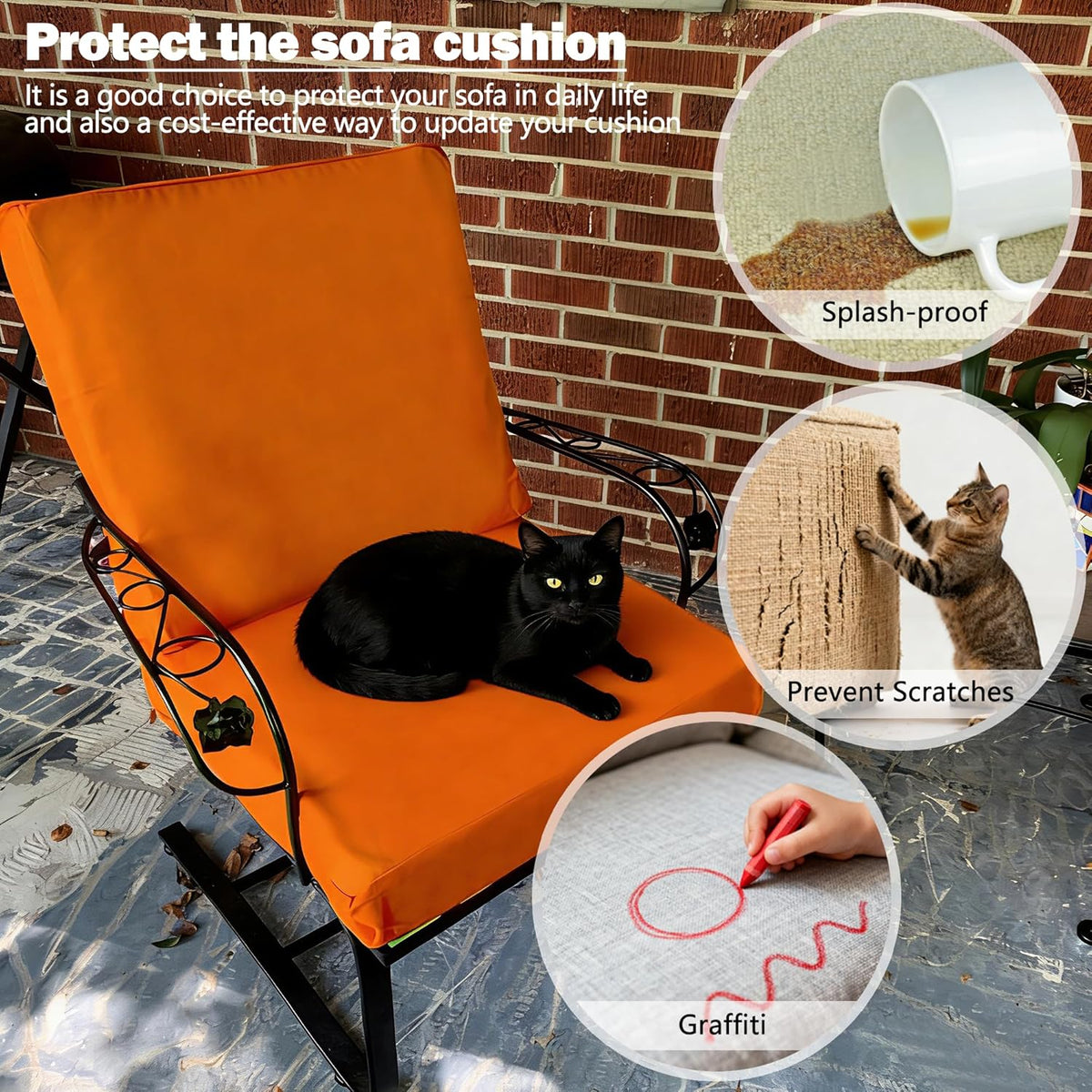 Sqodok Patio Cushion Cover 21x19 inch, 4Pack Sofa Cushion Cover Replacement | Waterproof Outdoor Cushion Cover Replacement, Outdoor Seat Cushion Slip Cover for Wicker Chair