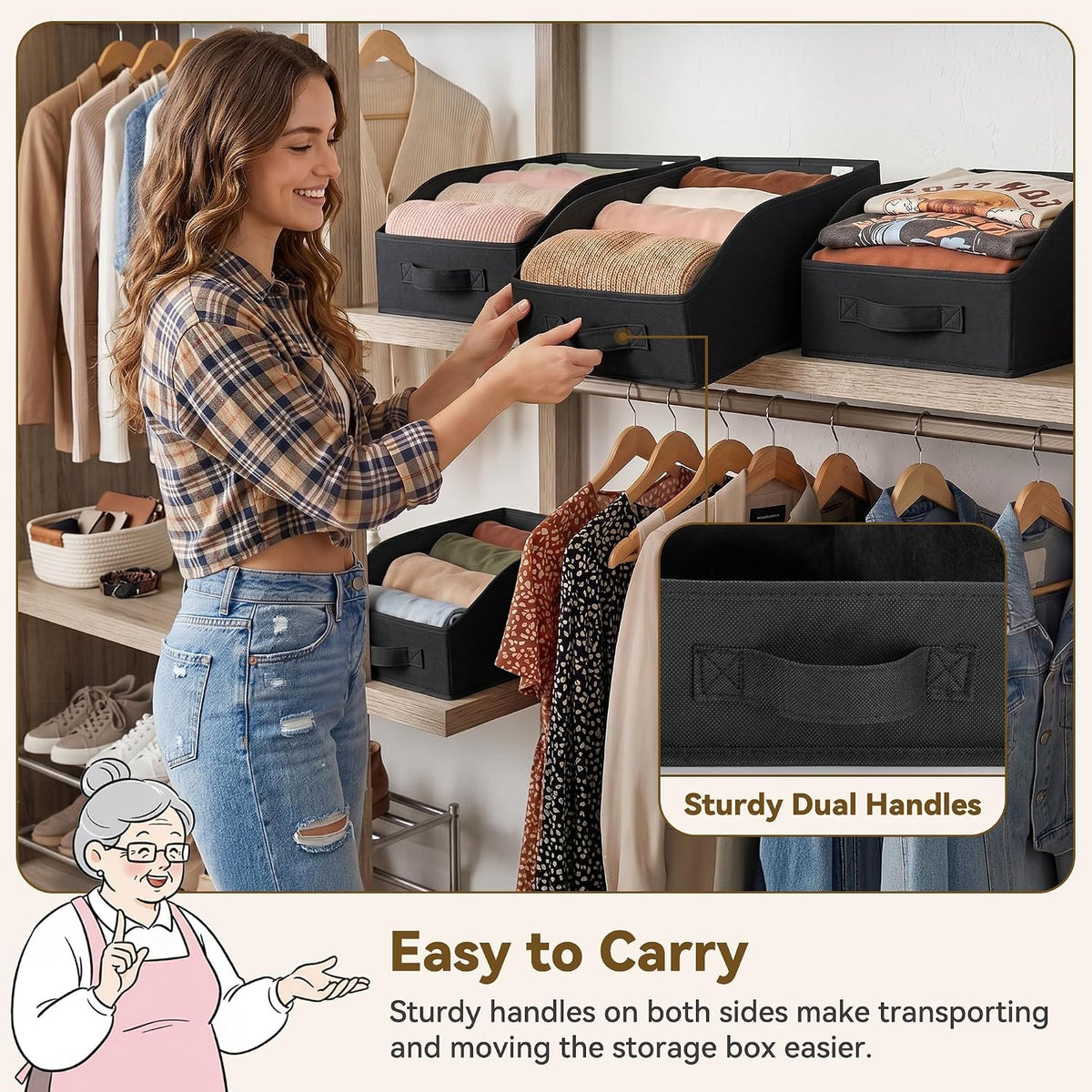 Trapezoid Closet Storage Bins – Black – 6-Pack - Field & Nook