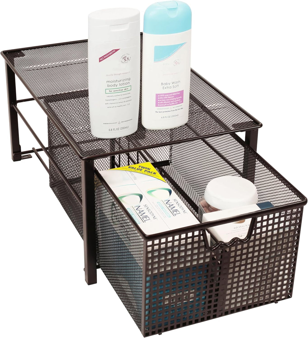 Deco Brothers Stackable Pull-Out Cabinet Basket, Bronze