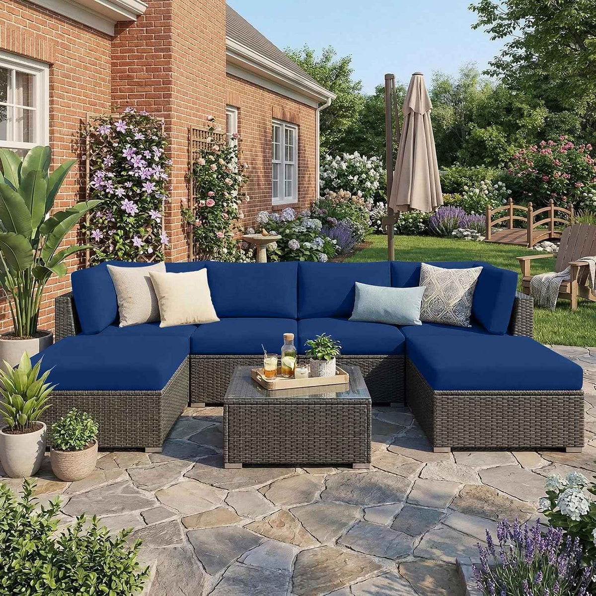 Waterproof Outdoor Cushion Covers, Stretch Patio Slipcovers | UV Resistant Coating, Stretch Fabric, Waterproof Protection, Replacement Covers, Fits Patio Furniture Cushions (12 Pieces)