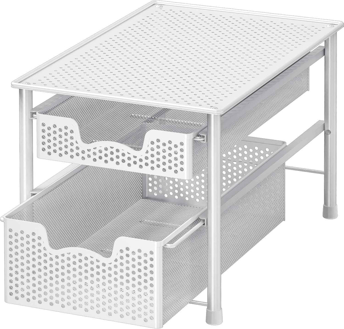 Simple Houseware Stackable 2 Tier Sliding Basket Organizer, White