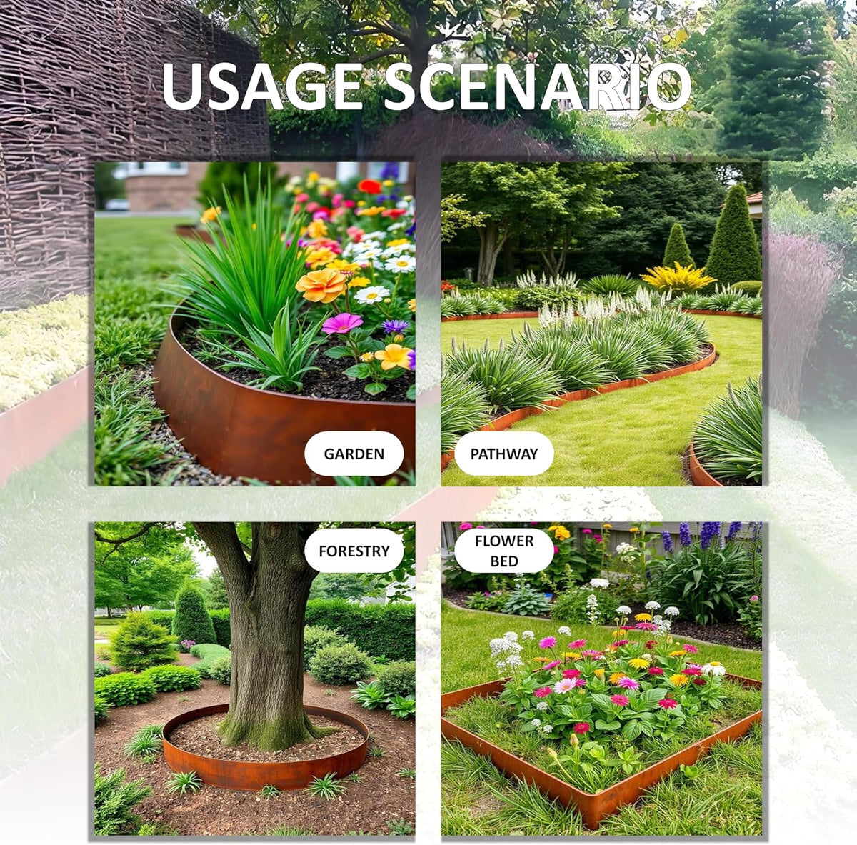 Corten Steel Landscape Edging – 8 in × 40 in, 6 Pack