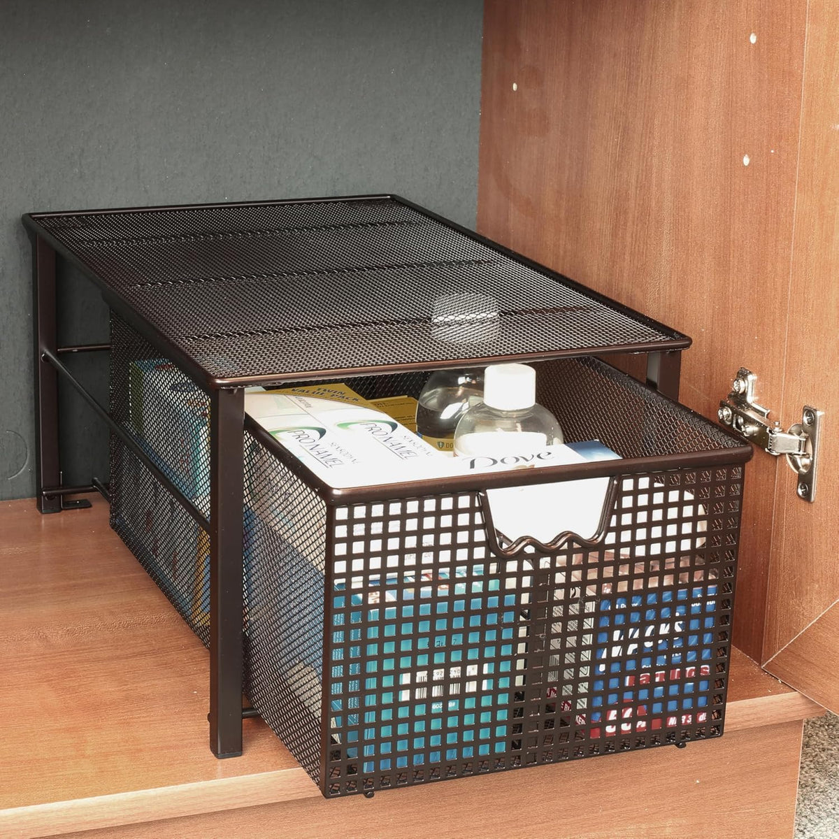 Deco Brothers Stackable Pull-Out Cabinet Basket, Bronze