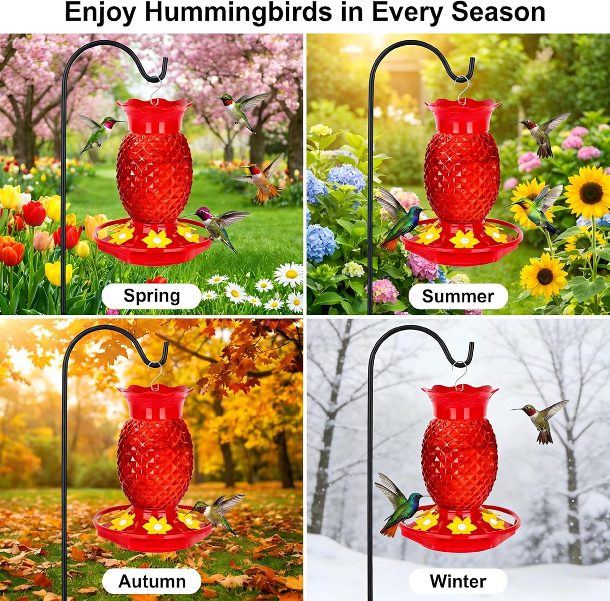 Glass Pineapple Hummingbird Feeders – 16 oz, 2 Pack