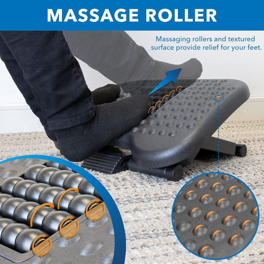 Height-Adjustable Footrest with Massage Rollers and 30° Tilt - Field & Nook