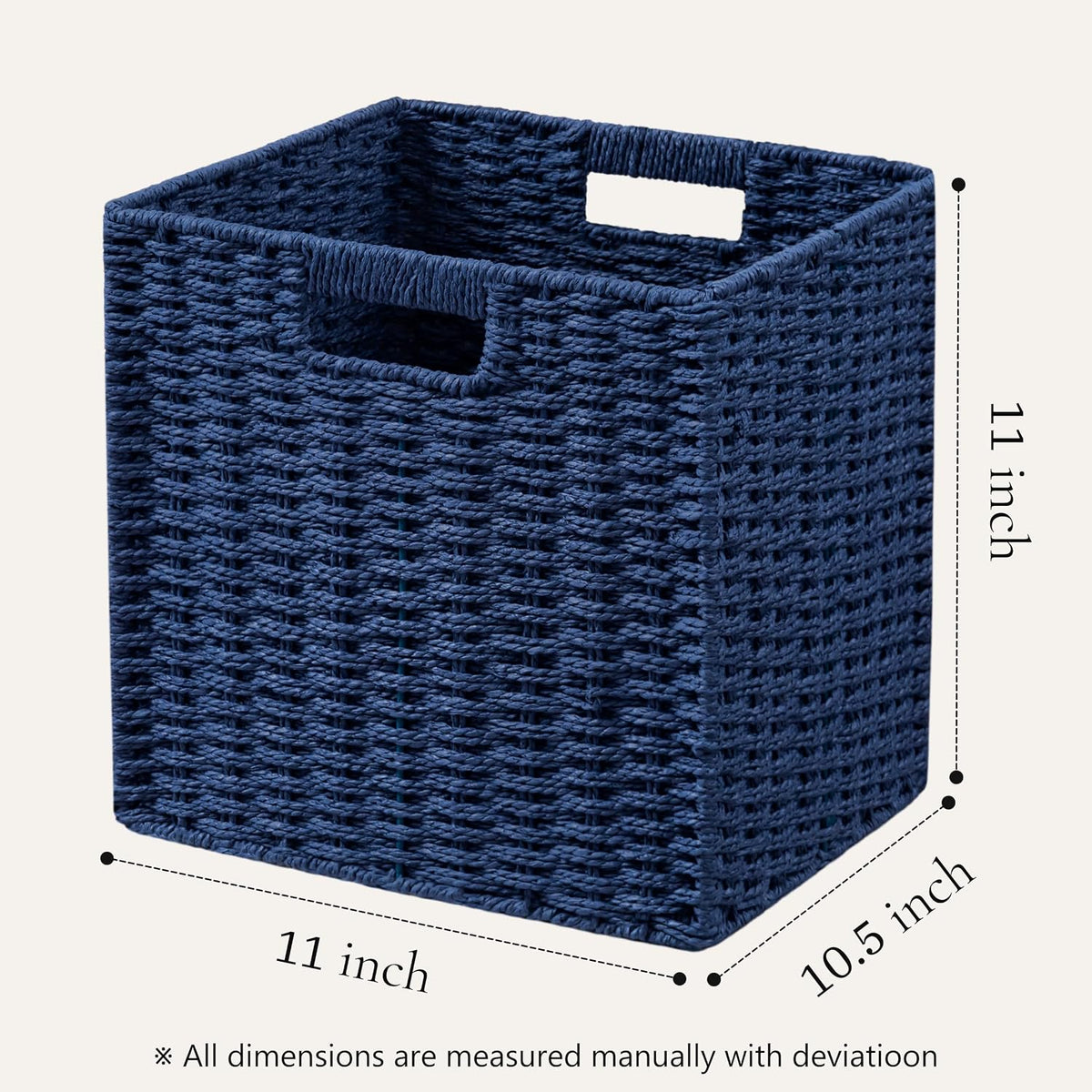 3-Pack Wicker Basket – Foldable Cube Storage bin with Handle - Field & Nook