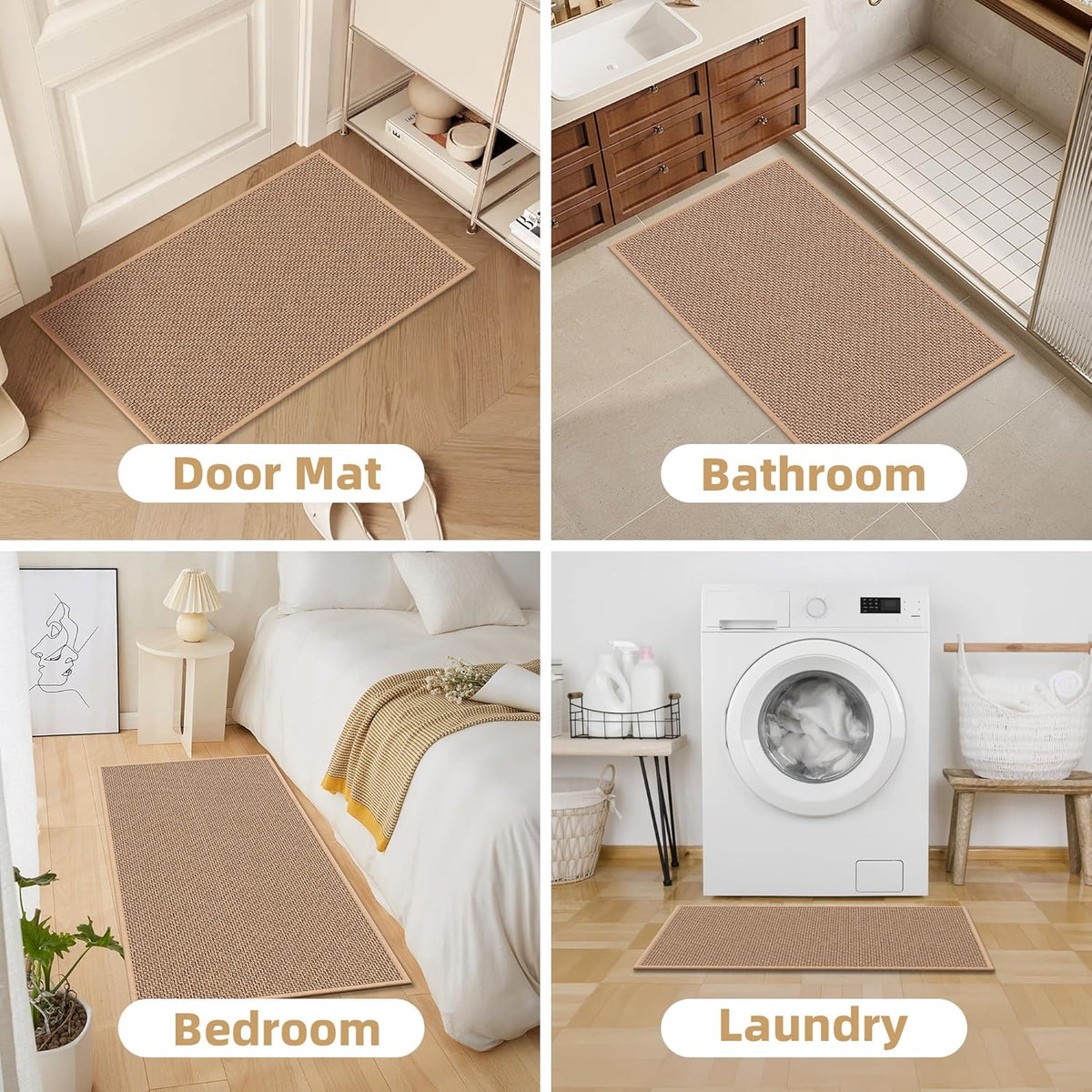 20-Inch Wide Kitchen Mats for Floor, Non-Slip Kitchen Rugs, Beige | 20-Inch Wide,Washable,Water Absorbent,Soft Underfoot,Non-Slip Rubber Backing,Easy to Clean,For Kitchen Sink
